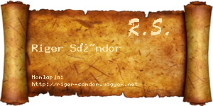 Riger Sándor névjegykártya